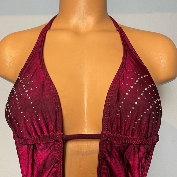 Nwt GUESS Rock Star Rhinestone Embellished Plunge 1 Piece Swimsuit (SW06) - Picture 4 of 12